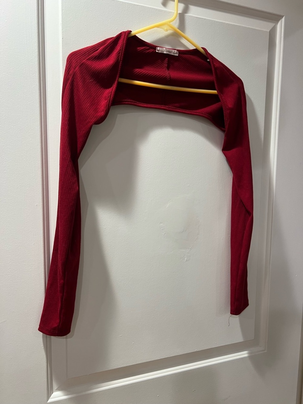 Timing Red Ribbed Cropped Bolero